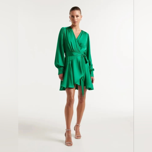 EVER NEW MATILDA SATIN MINI DRESS -SIZE 2- ENERGETIC JADE NWT - Picture 5 of 10
